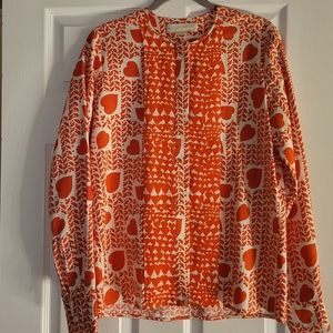 RARE Stella Mccartney Vint. Heart ❤️ Pattern Silk Blouse NWOT Size EU 42 (US 10)